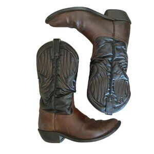 Vtg Two-Tone Cowboy Boots Men’s Sz 10 Brown & Black Western Boots Classic Rodeo